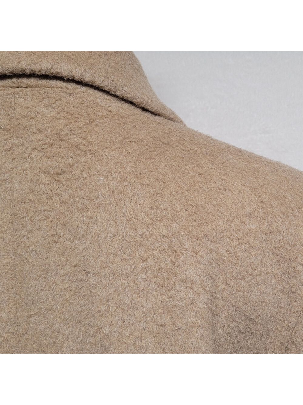 80s Vintage Jones New York Tan Pure Wool Notched Collar Longline Trench Coat XL - Picture 10 of 14